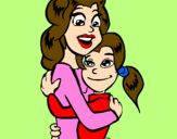 Disegno Madre e figlia abbracciate pitturato su miss noemi