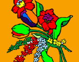 Disegno Mazzo di fiori pitturato su diego