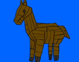 Disegno Cavallo di Troia pitturato su jack