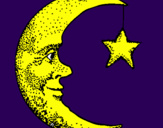 Disegno Luna e stelle  pitturato su etnys