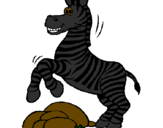 Disegno Zebra che salta sulle pietre  pitturato su giulio