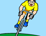 Disegno Ciclista con il berretto  pitturato su DANIELE