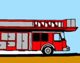 Disegno Camion dei pompieri con la scala pitturato su erto