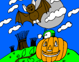 Disegno Halloween paesaggio pitturato su dino 4