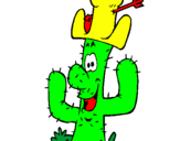 Disegno Cactus con il cappello  pitturato su simo