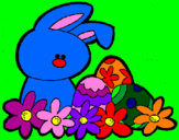 Disegno Coniglietto di Pasqua  pitturato su pia