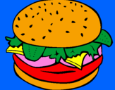 Disegno Hamburger completo  pitturato su cristian