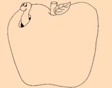 Disegno Vermiciattolo nella frutta  pitturato su fgfbn 