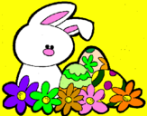 Disegno Coniglietto di Pasqua  pitturato su Ila