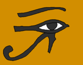 Disegno Occhio di Horus  pitturato su giulia