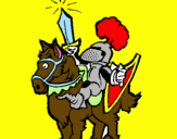 Disegno Cavaliere che impugna la spada  pitturato su FRANCESCA