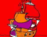 Disegno Barca  pitturato su alessandro