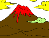 Disegno Monte Fuji pitturato su giulia