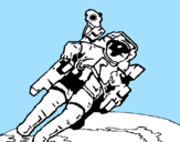 Disegno Astronauta nello spazio  pitturato su Augusto