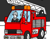 Disegno Camion dei Pompieri  pitturato su ANDREA CHI
