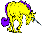 Disegno Unicorno brado  pitturato su luisa