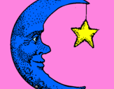 Disegno Luna e stelle  pitturato su luna&stella