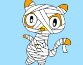 Disegno Mummia gatto scaraboechio pitturato su Federica
