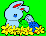 Disegno Coniglietto di Pasqua  pitturato su davidix