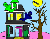 Disegno Casa del terrore pitturato su Antonio 4 anni