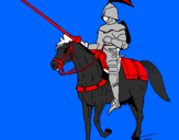 Disegno Cavallerizzo a cavallo  pitturato su aimar
