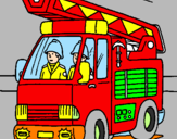 Disegno Camion dei Pompieri  pitturato su Alessandro