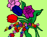Disegno Mazzo di fiori pitturato su lucia