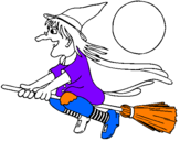 Disegno Strega sulla scopa volante pitturato su danilo massi