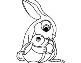 Disegno Mamma coniglio pitturato su gaietta