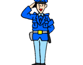 Disegno Poliziotto che saluta  pitturato su PAOLO