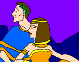 Disegno Cesare e Cleopatra  pitturato su cin cin