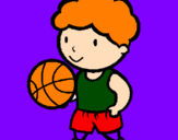 Disegno Giocatore di pallacanestro  pitturato su diego