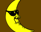 Disegno Luna con gli occhiali da sole  pitturato su DESIREE