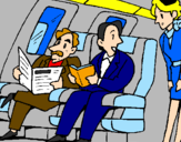 Disegno Passeggeri nell'aereo  pitturato su kiara