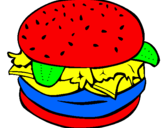 Disegno Hamburger completo  pitturato su simone e mattia