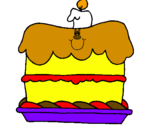 Disegno Torta di compleanno  pitturato su streghetta