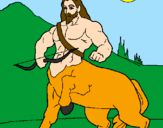 Disegno Centauro con arco  pitturato su margarita