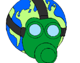 Disegno Terra con maschera anti-gas  pitturato su GABRY
