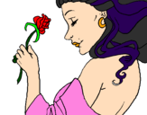 Disegno Principessa con una rosa pitturato su princ
