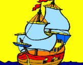 Disegno Barca  pitturato su Pietro