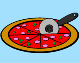 Disegno Pizza pitturato su rosa giulia