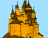 Disegno Castello medievale  pitturato su mattia 