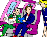 Disegno Passeggeri nell'aereo  pitturato su francesca