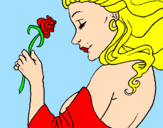 Disegno Principessa con una rosa pitturato su Gio