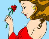 Disegno Principessa con una rosa pitturato su snoopy