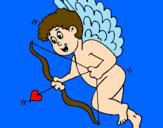 Disegno Cupido con grandi ali  pitturato su daiana