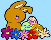 Disegno Coniglietto di Pasqua  pitturato su pasqua