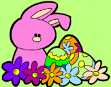 Disegno Coniglietto di Pasqua  pitturato su pasqua
