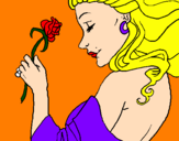Disegno Principessa con una rosa pitturato su bbbbbbbbbbbbbbbbbbbb