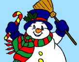 Disegno Pupazzo di neve con la sciarpa pitturato su gio